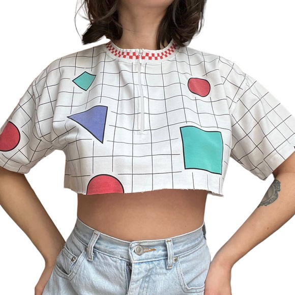 SOLD - Vtg cropped geometric top - Picture 4 of 12